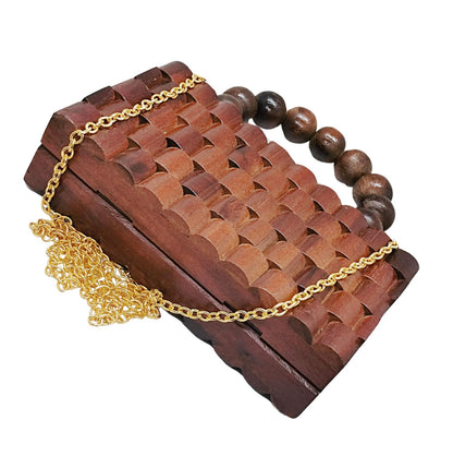 Trend Overseas Women's Wooden Rectangle Ethnic Clutch Bag/Bridal Purse/Handle Clutch