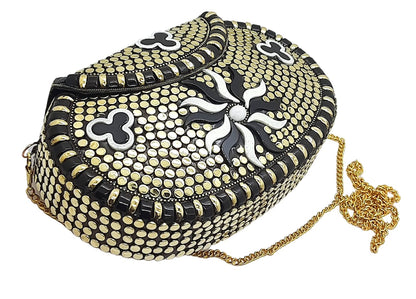 Trend Overseas Multicolor Golden metal Beaded Clutch Girls Bridal Bag for women/Girl party clutch