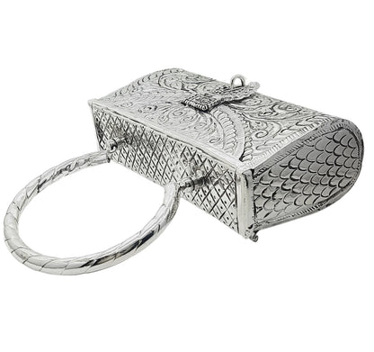 Trend Overseas Women's Antique Ethnic Handmade Silver Handle metal Clutch