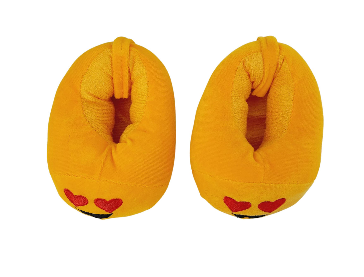 Trend Overseas Kids Size flip Flop Smiley Warm Shoes Emoji Bedroom Slipper Free Size Indoor Slipper Funny Soft Plush (Yellow)