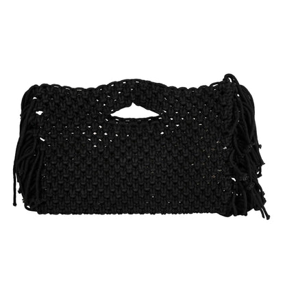 Trend Overseas Black Handwoven Women/Girl Women's Handmade Macrame Bags, Off White