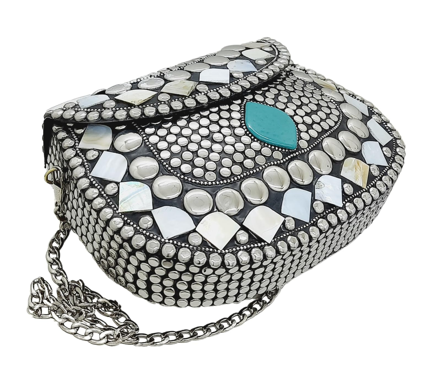 Trend Overseas Silver Metal Beads Ethnic purse Bridal Bag party clutch Metal clutches Sling Bag