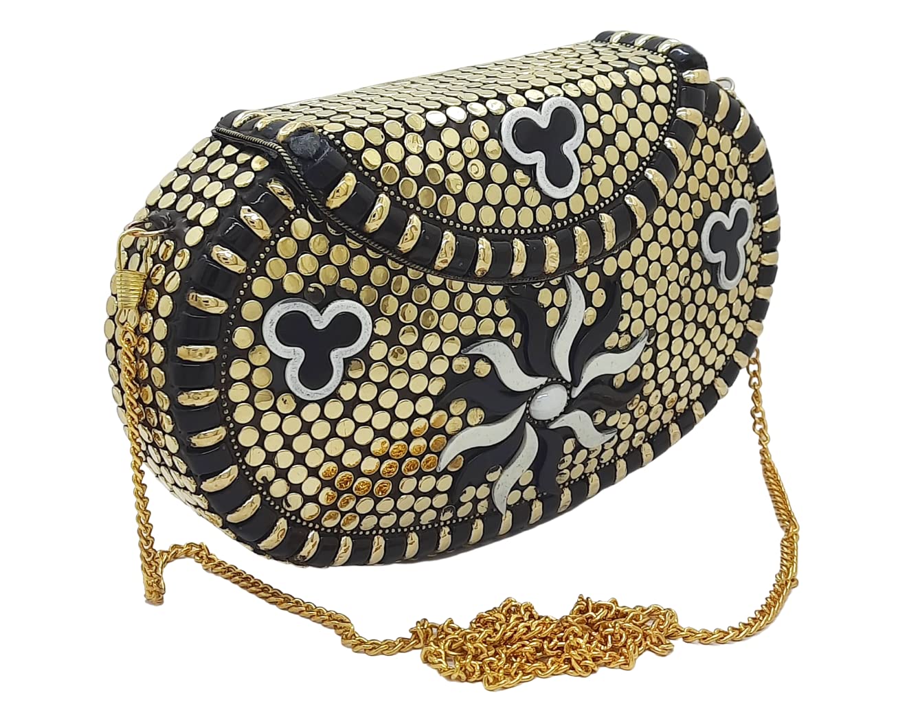 Trend Overseas Multicolor Golden metal Beaded Clutch Girls Bridal Bag for women/Girl party clutch