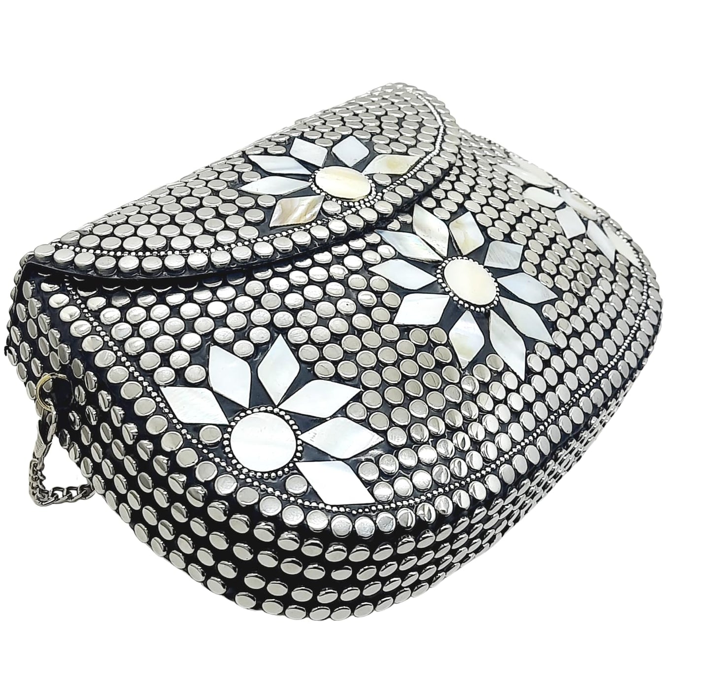 Trend Overseas Silver Metal Beads Ethnic purse Bridal Bag party clutch Metal clutches