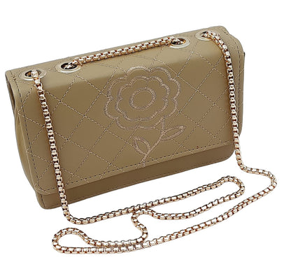 Trend Overseas Trending PU Stylish Golden Chain Crossbody Sling Bag cum Handbag For Women