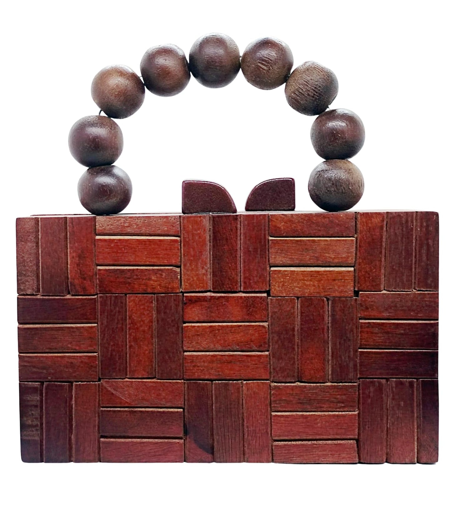 Trend Overseas Women's Wooden Rectangle Ethnic Clutch Bag/Bridal Purse/Handle Clutch