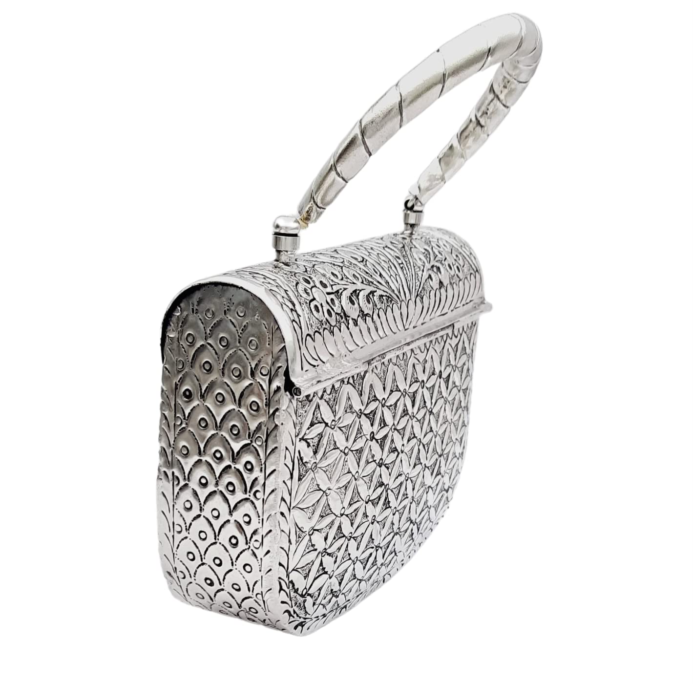 Trend Overseas Women's Antique Handmade Silver Handle metal Clutch