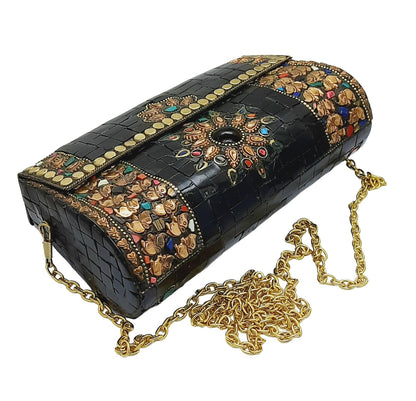 Trend Overseas Handmade mosaic metal bag Stone Ethnic Indian Women/Girls Bridal metal clutch party sling bag