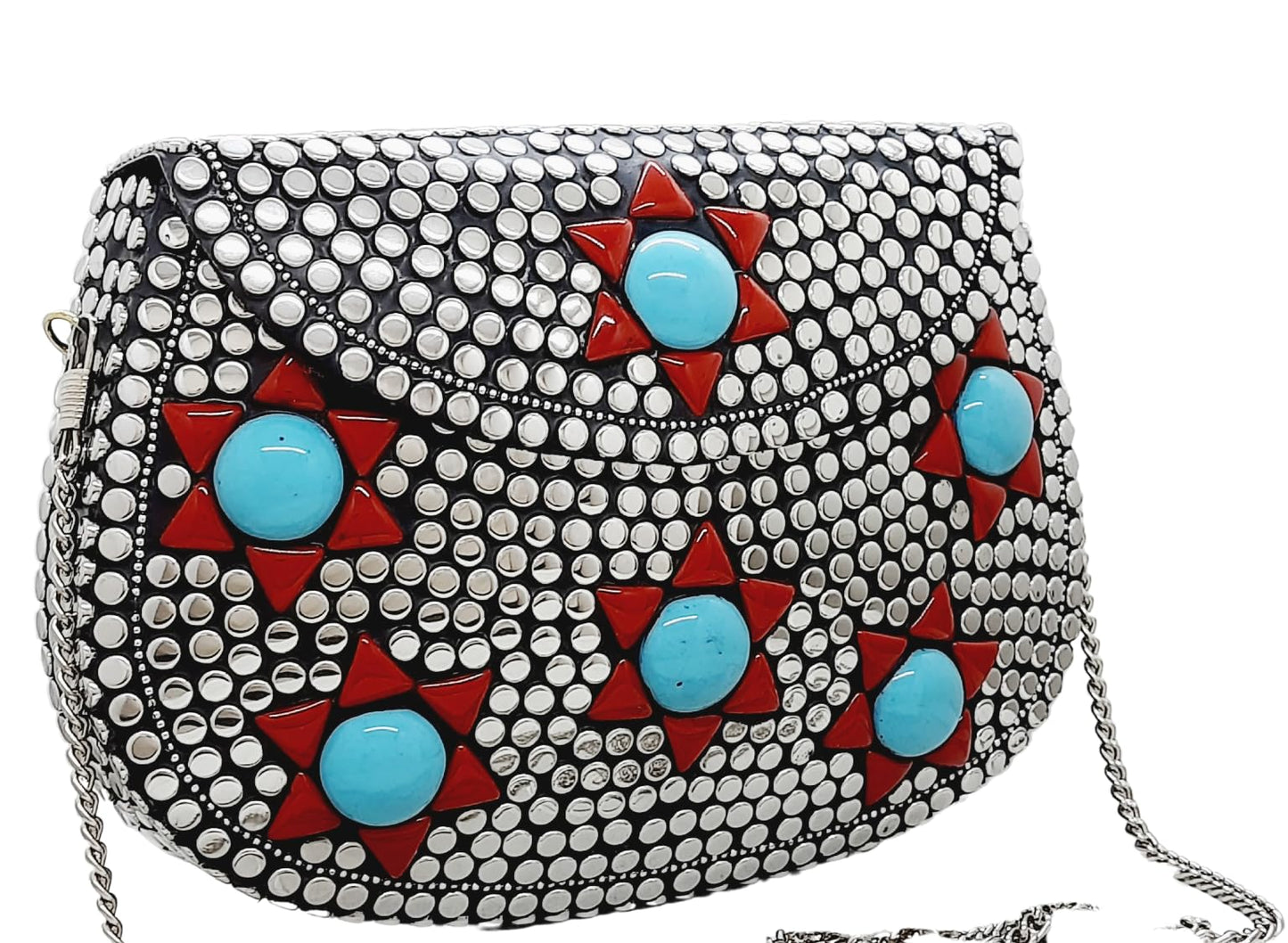 Trend Overseas Silver Metal Beads Ethnic purse Bridal Bag party clutch Metal clutches Sling Bag