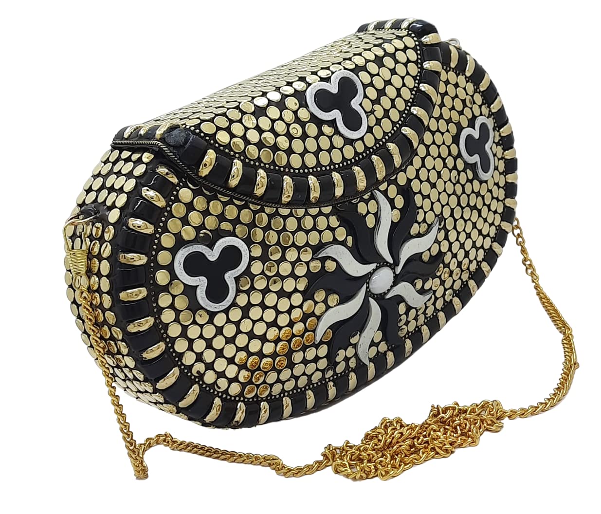 Trend Overseas Multicolor Golden metal Beaded Clutch Girls Bridal Bag for women/Girl party clutch