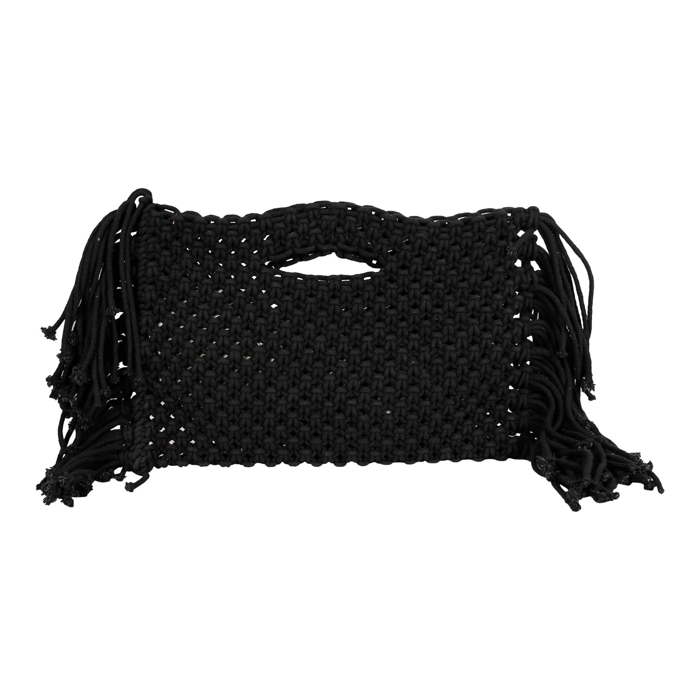 Trend Overseas Black Handwoven Women/Girl Women's Handmade Macrame Bags, Off White