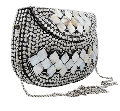 Trend Overseas Silver Metal Beads Ethnic purse Bridal Bag party clutch Metal clutches Sling Bag