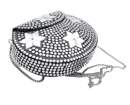 Trend Overseas Silver metal Beaded Ethnic purse Girls Bridal Bag cross body bag for women/Girl party clutch Metal clutches Vintage Brass