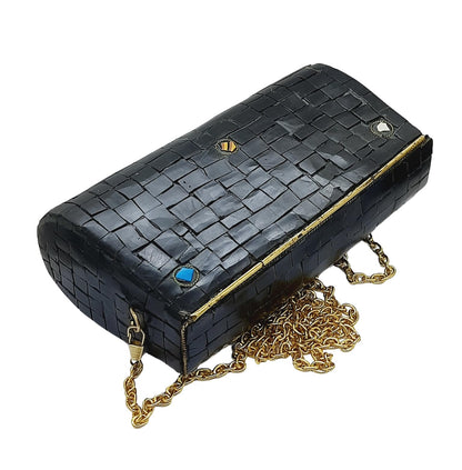 Trend Overseas Handmade mosaic metal bag Stone Ethnic Indian Women/Girls Bridal metal clutch party sling bag