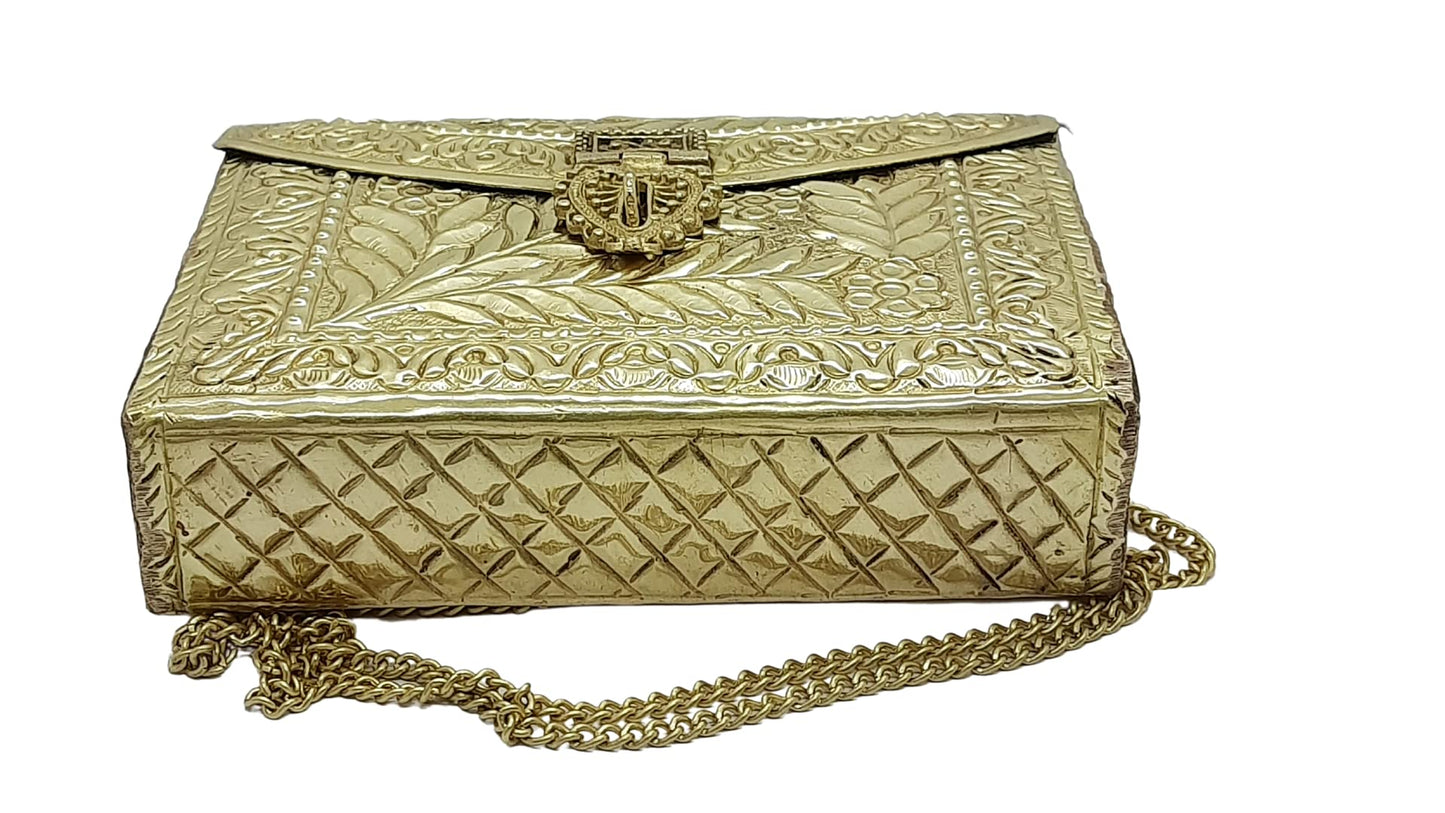 Trend Overseas Women Bridal Metal clutches Vintage Handmade Brass party clutch Antique