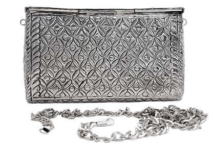 Trend Overseas Women Silver bridal bag Brass Metal Clutch Sling Bag Ethnic Antique clutch