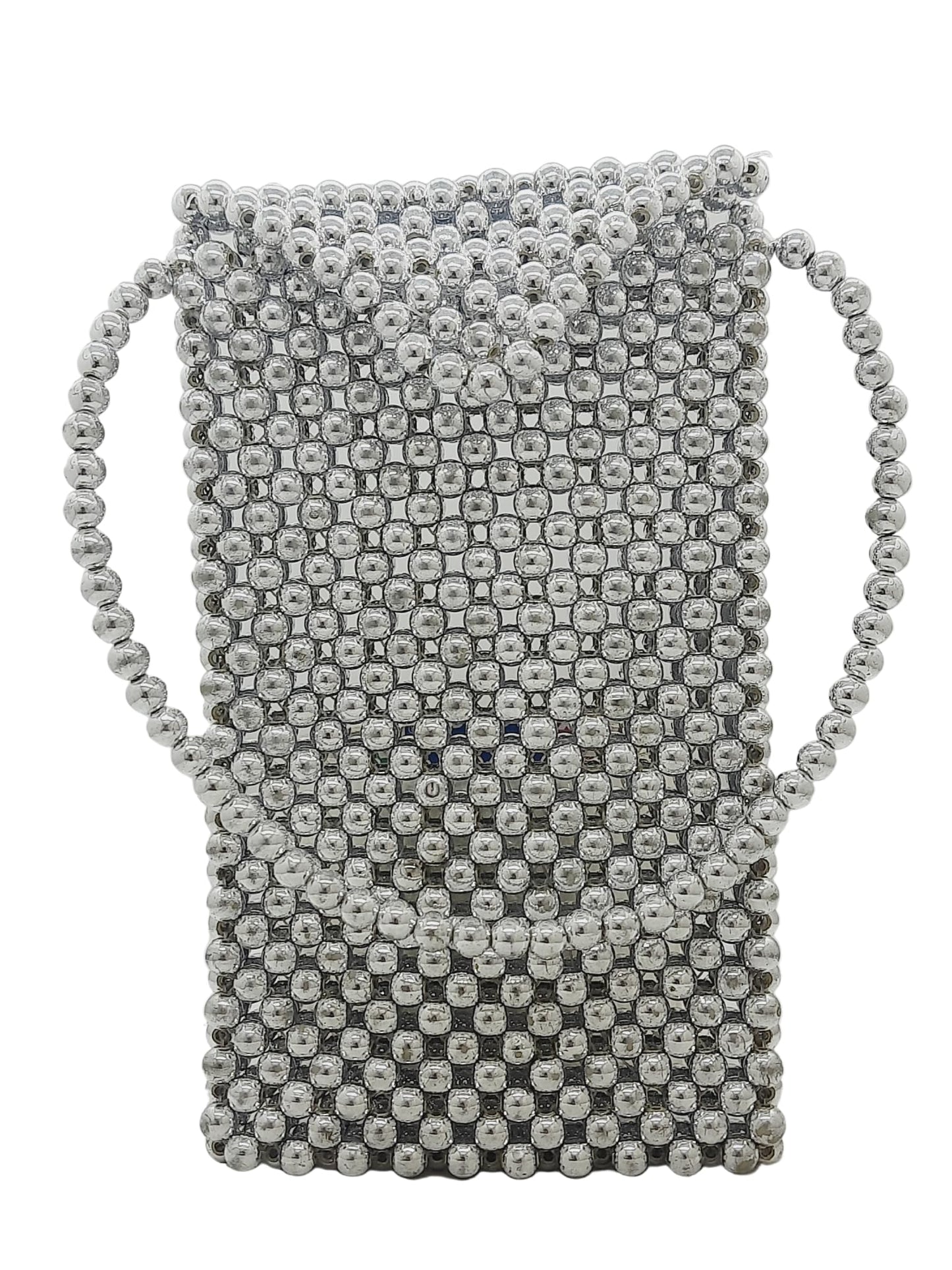 Trend Overseas Silver Pearl Beaded Mobile/Cellphone Handbag for Girls/Women