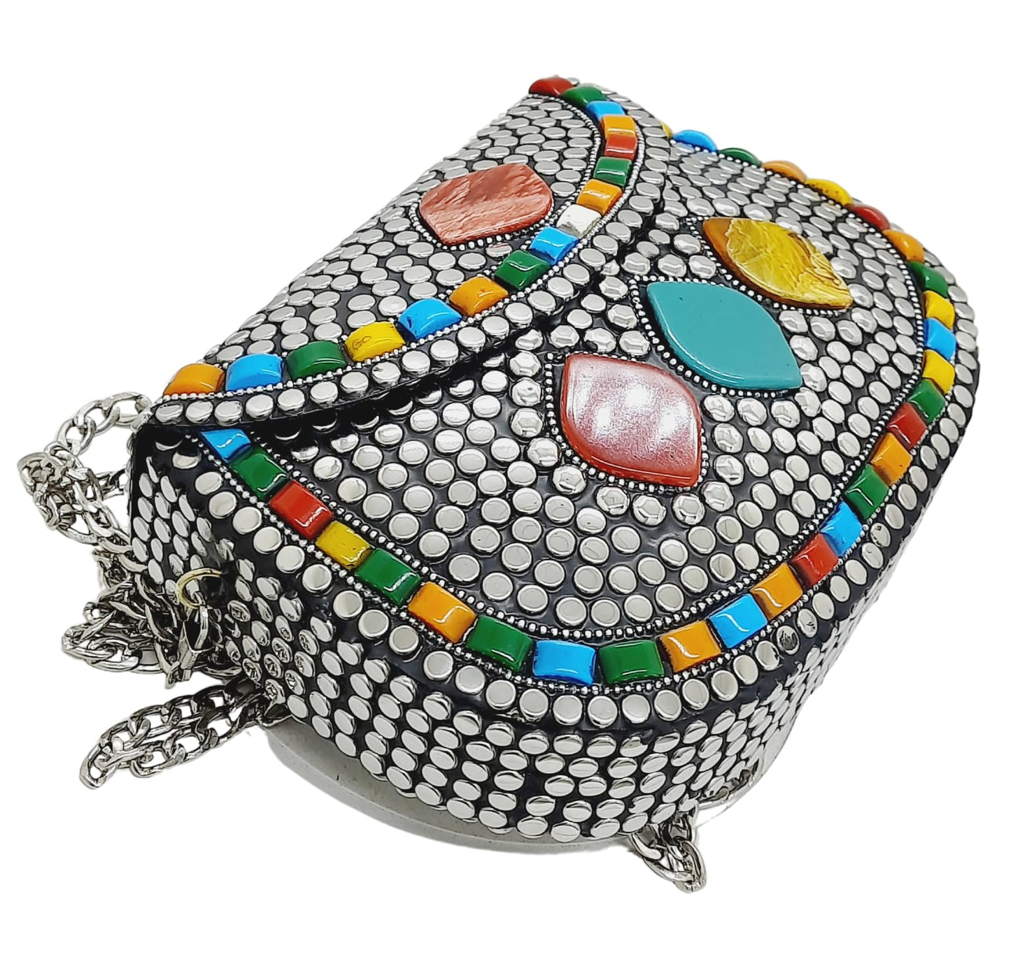 Trend Overseas Silver Metal Beads Ethnic purse Bridal Bag party clutch Metal clutches Sling Bag