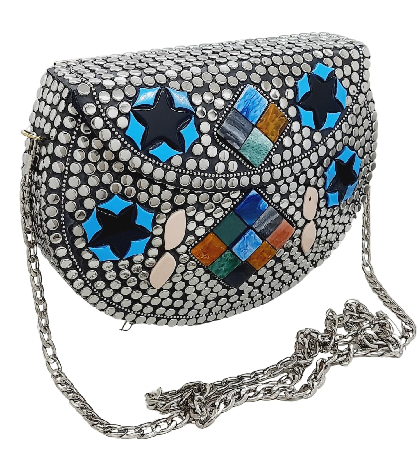 Trend Overseas Silver Metal Beads Ethnic purse Bridal Bag party clutch Metal clutches Sling Bag