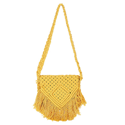 Trend Overseas Teenager Kids Women/Girl Crossbody Bag cum Clutch Handwoven Crochet Macrame Cotton rope Handbag