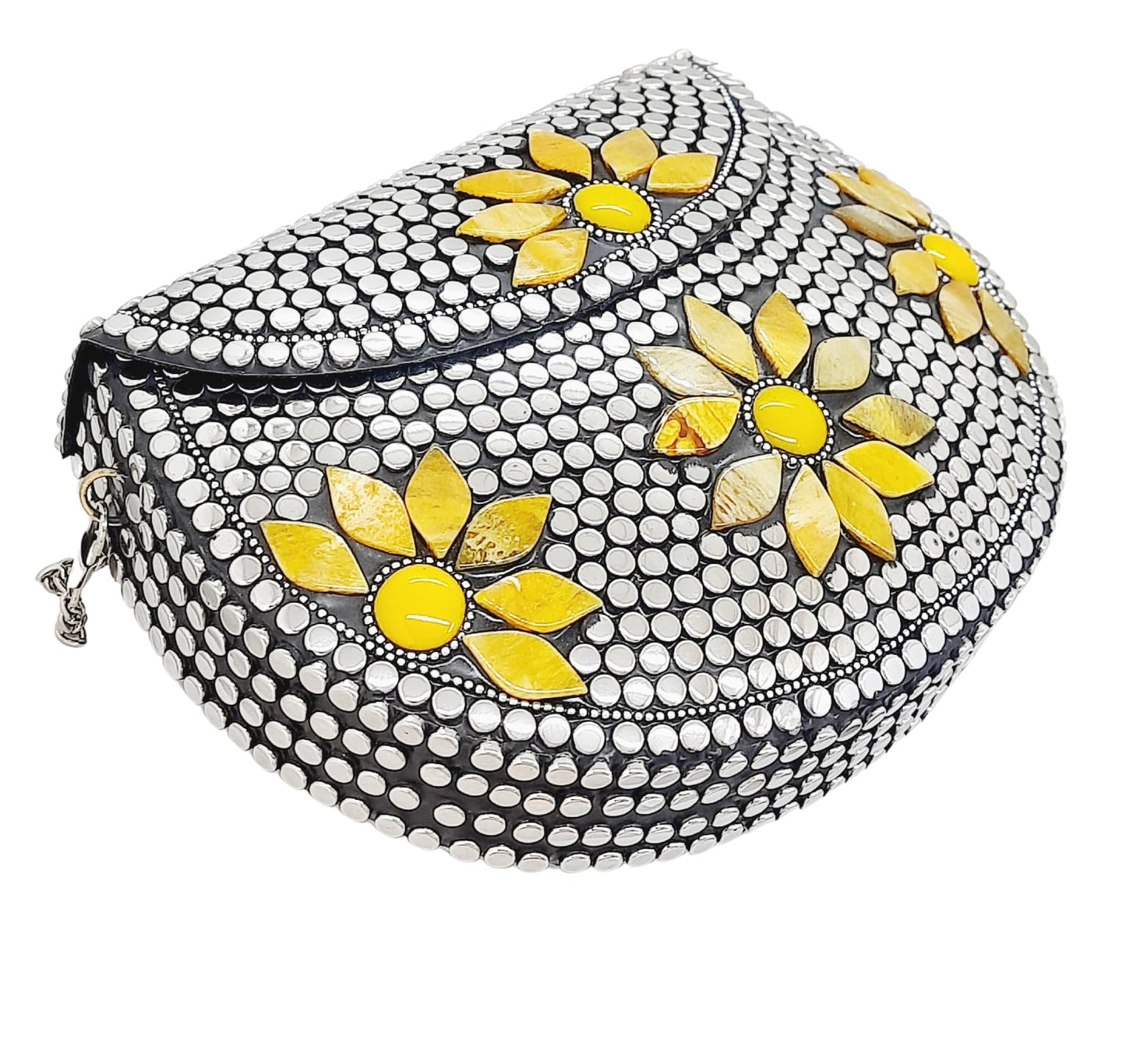 Trend Overseas Multicolor Silver Beads Ethnic Clutch Purse Bridal Bag cross body bag for women/Girl party