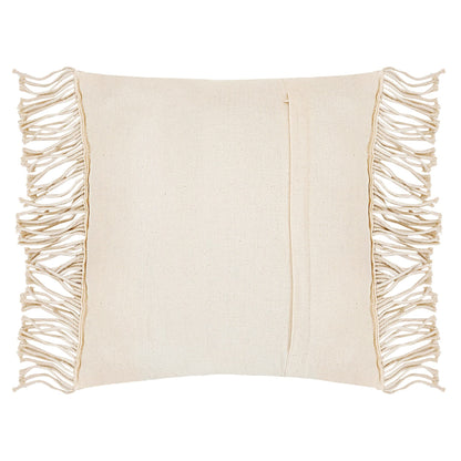 Trend Overseas Ivory Cotton Off-White Handwoven Macrame Cushion Cover Boho Handmade Knit case Sofa Decor Fringes Diwali decor (Square, Off-White, 16x16 Inches)