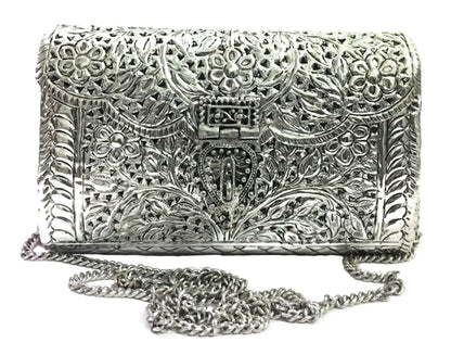 Trend Overseas Brass Bag White Metal Purse Vintage Style Brass Purse antique clutch Ethnic clutch Handmade Women metal clutch Bag