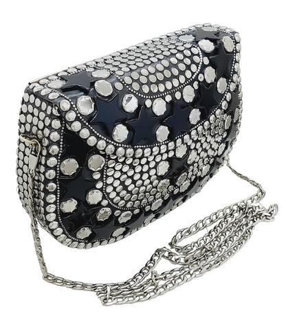 Trend Overseas Silver Metal Beads Ethnic purse Bridal Bag party clutch Metal clutches Sling Bag