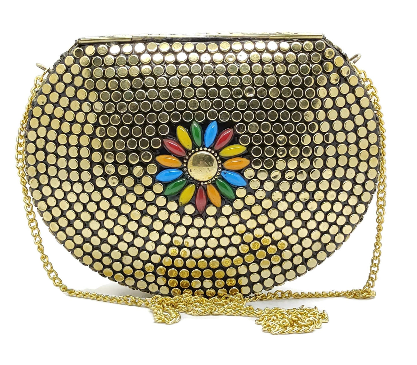 Trend Overseas Brass Beaded Golden purse Girls Bridal Bag Golden cross body bag for women/Girl party clutch