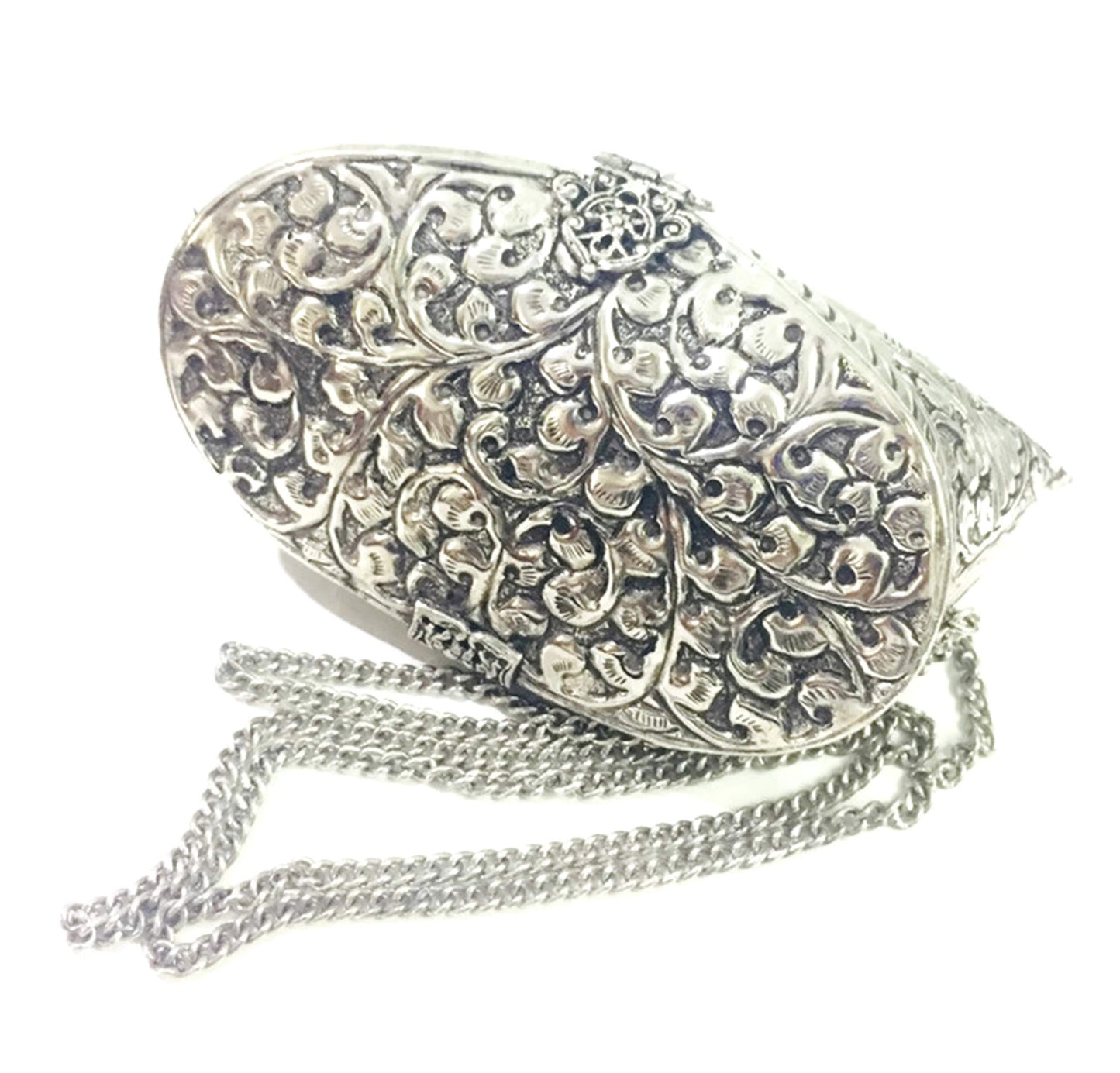 Trend Overseas Silver Vintage Brass antique Ethnic clutch Handmade Women metal clutch Bag Party bag