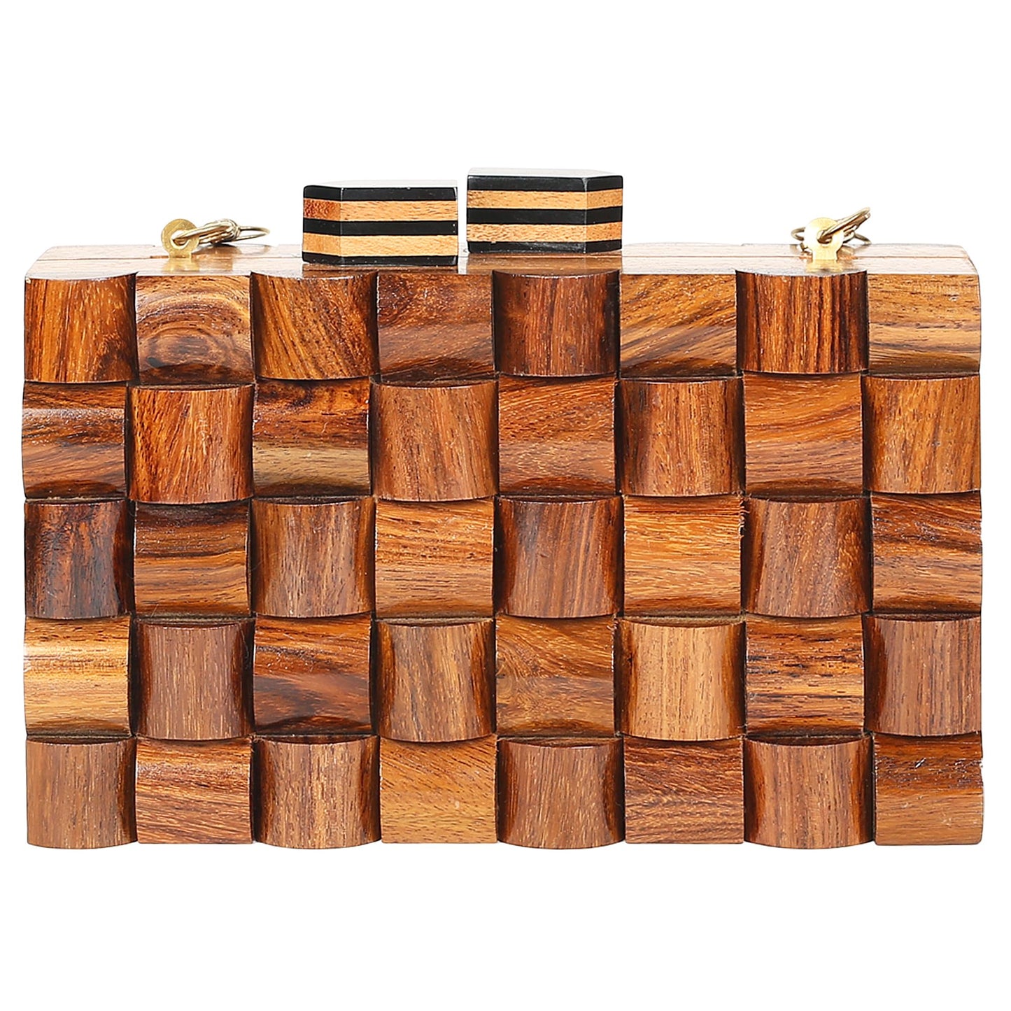 Trend Overseas women girls ethnic Brown Wooden Purse Bridal Clutch vintage style wallet party cross body Bag