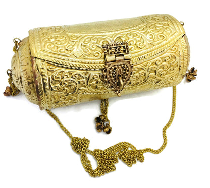 Trend Overseas Handmade Ethnic gift Brass Metal bag antique bridal clutch round long