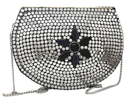 Trend Overseas Multicolor Silver Beads Ethnic Clutch Purse Bridal Bag cross body bag for women/Girl party