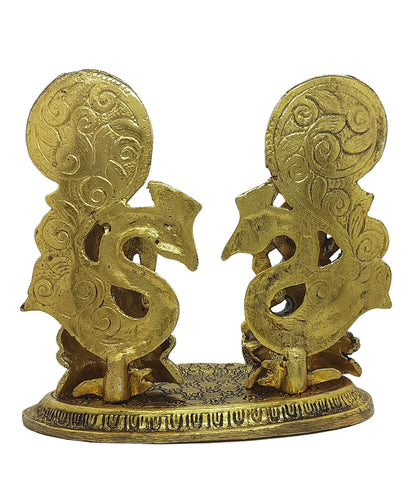 Trend Overseas Antique Golden Metal Laxmi Ganesh Murti Idol Metal Lakshmi Ganesha Showpiece Statue for Diwali Puja Homedecor