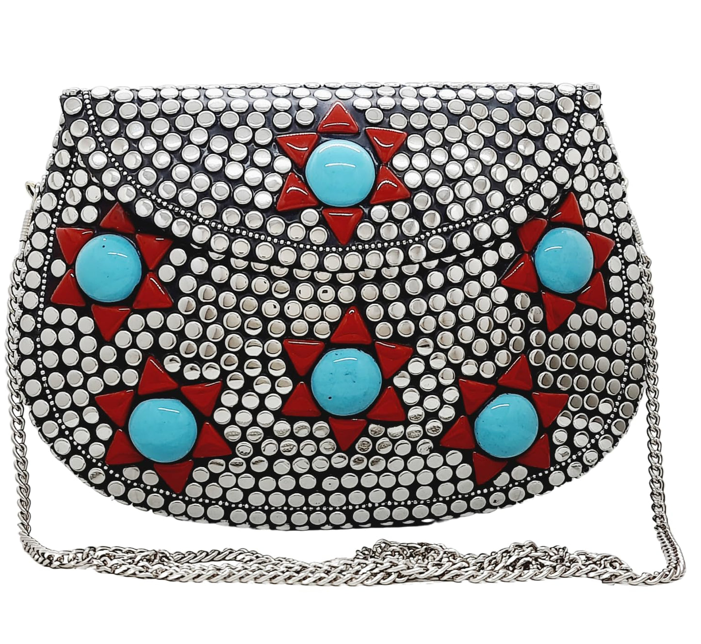 Trend Overseas Silver Metal Beads Ethnic purse Bridal Bag party clutch Metal clutches Sling Bag