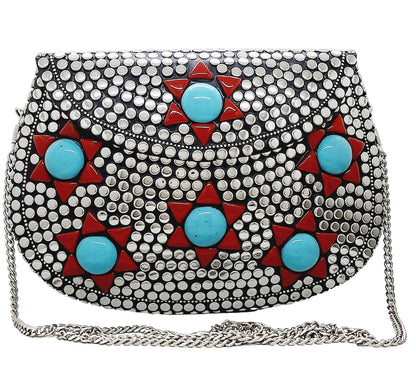 Trend Overseas Silver Metal Beads Ethnic purse Bridal Bag party clutch Metal clutches Sling Bag