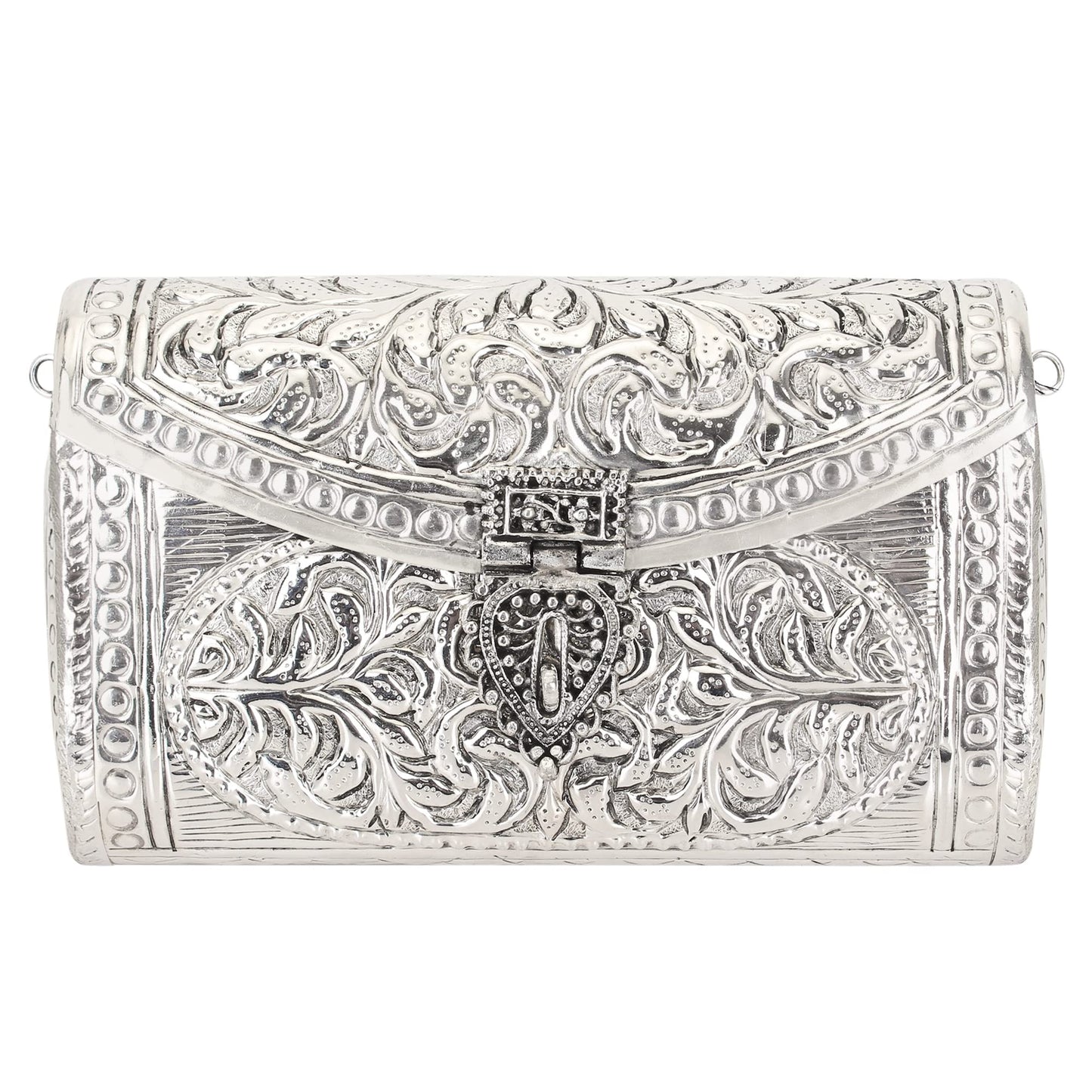 Trend Overseas Women Silver Bridal Metal clutches Ethnic Handmade Brass Metal party clutch Antique Purse