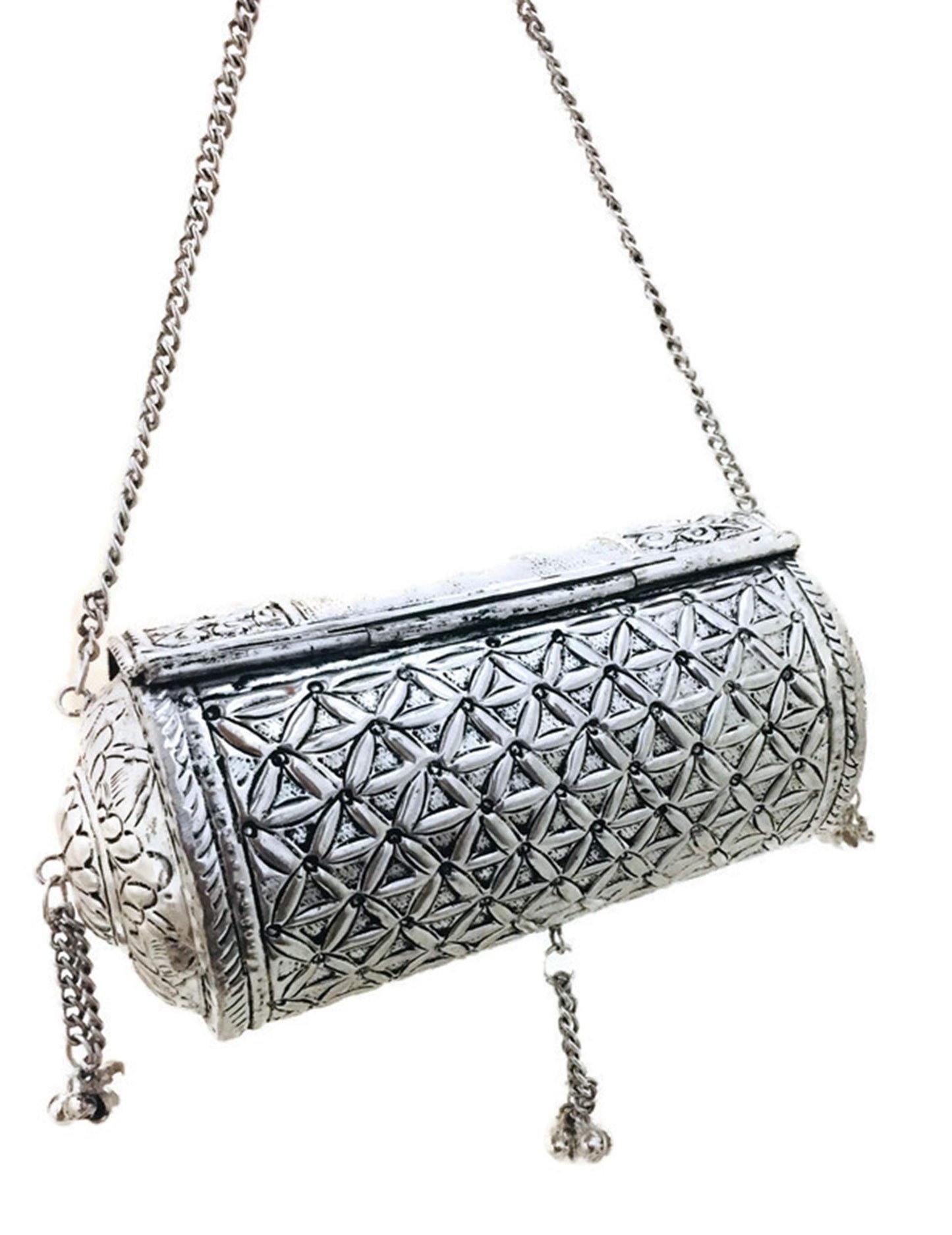 Trend Overseas Handmade Ethnic gift Brass Metal bag antique bridal clutch round long