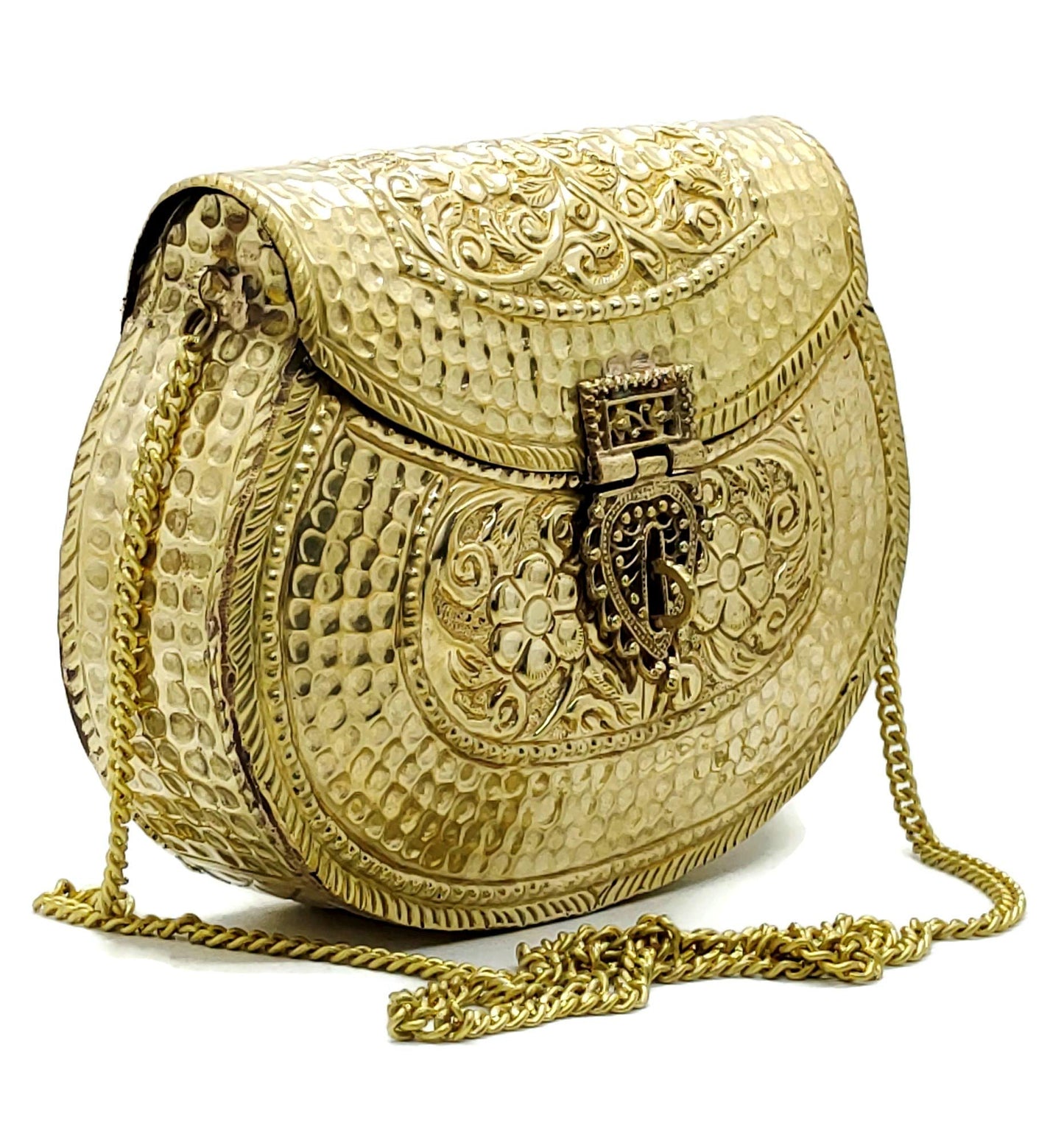 Trend Overseas Handmade Bridal Women's Antique Brass Purse Ethnic Metal Clutch Gift