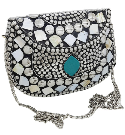 Trend Overseas Silver Metal Beads Ethnic purse Bridal Bag party clutch Metal clutches Sling Bag