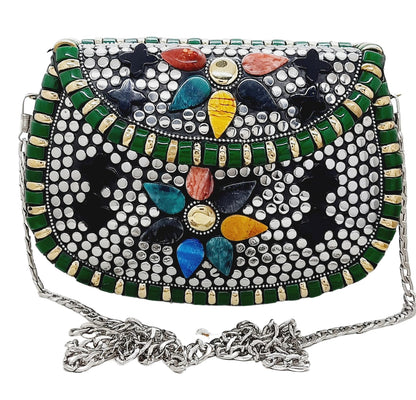 Trend Overseas Silver Metal Beads Ethnic purse Bridal Bag party clutch Metal clutches Sling Bag