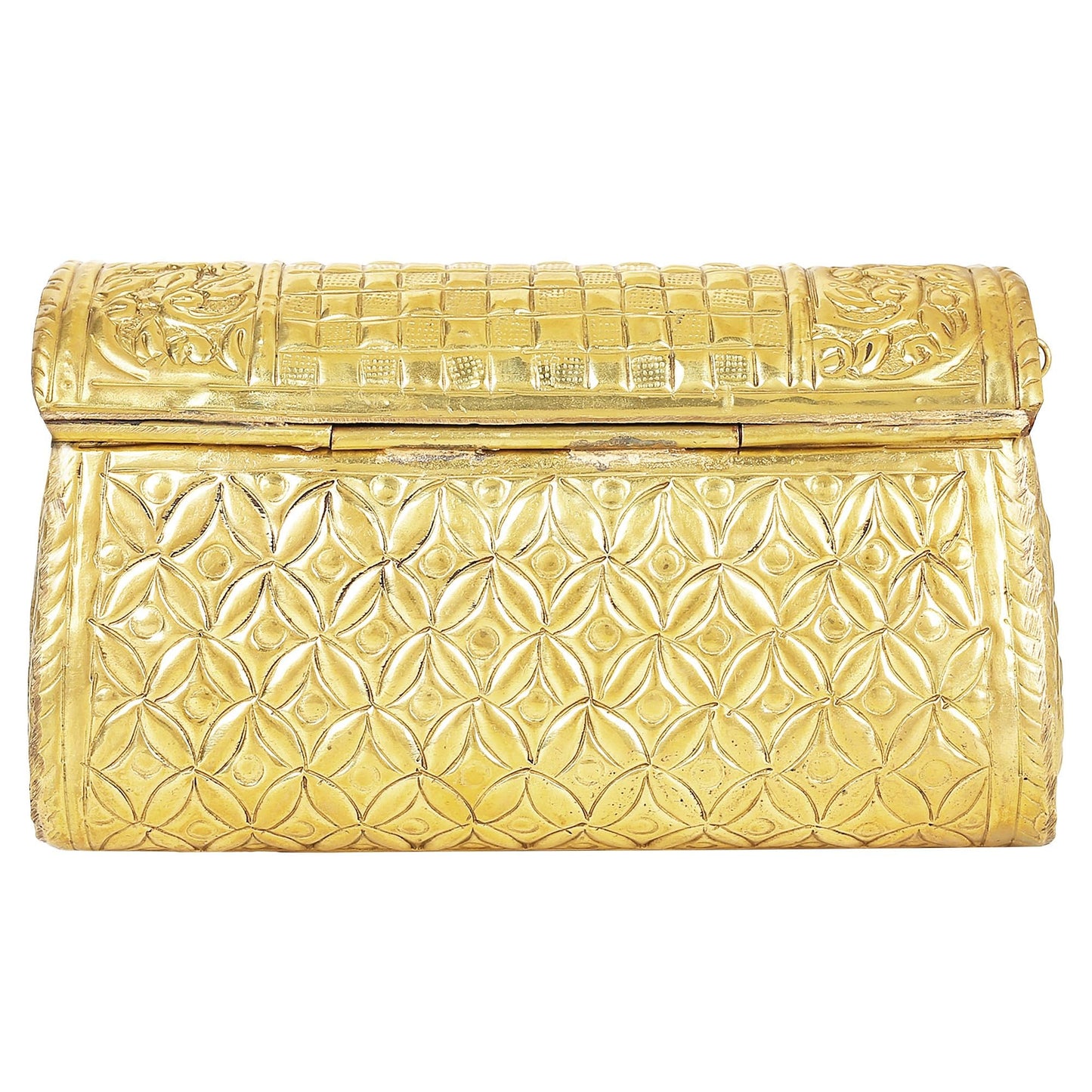 Trend Overseas Women Golden Bridal Metal Clutches Ethnic Handmade Brass Purse Metal Party Bag Antique Hand Carving Purse