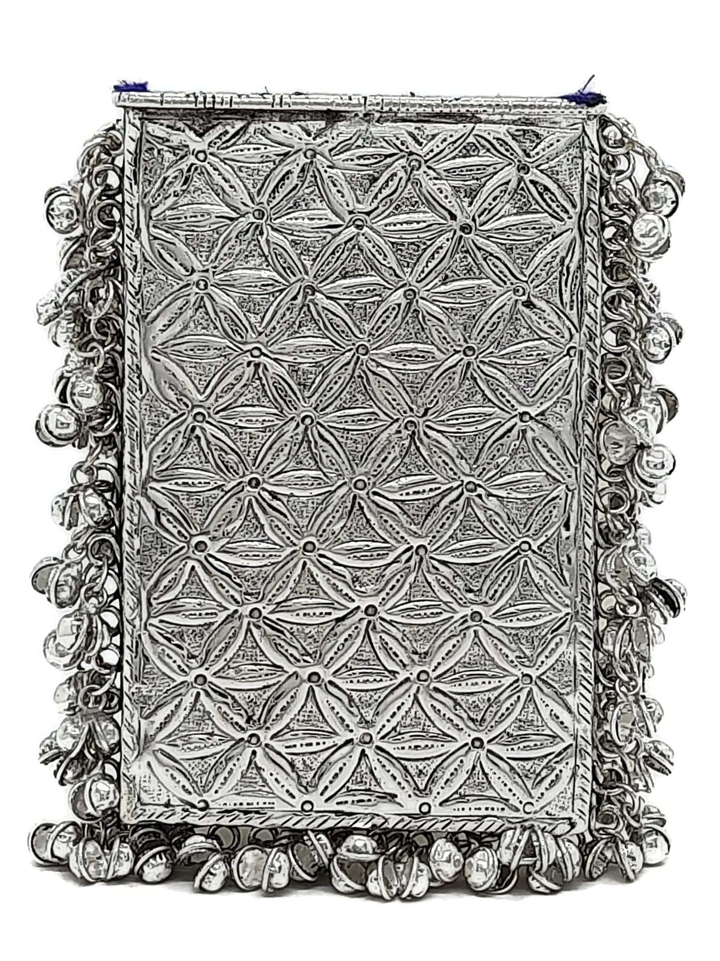 Trend Overseas Silver Metal bag Mobile Cellphone Holder Phone Pouch Cover and Sari Hook for Women Saree Clutch