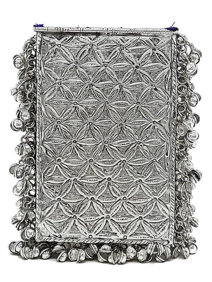 Trend Overseas Silver Metal bag Mobile Cellphone Holder Phone Pouch Cover and Sari Hook for Women Saree Clutch