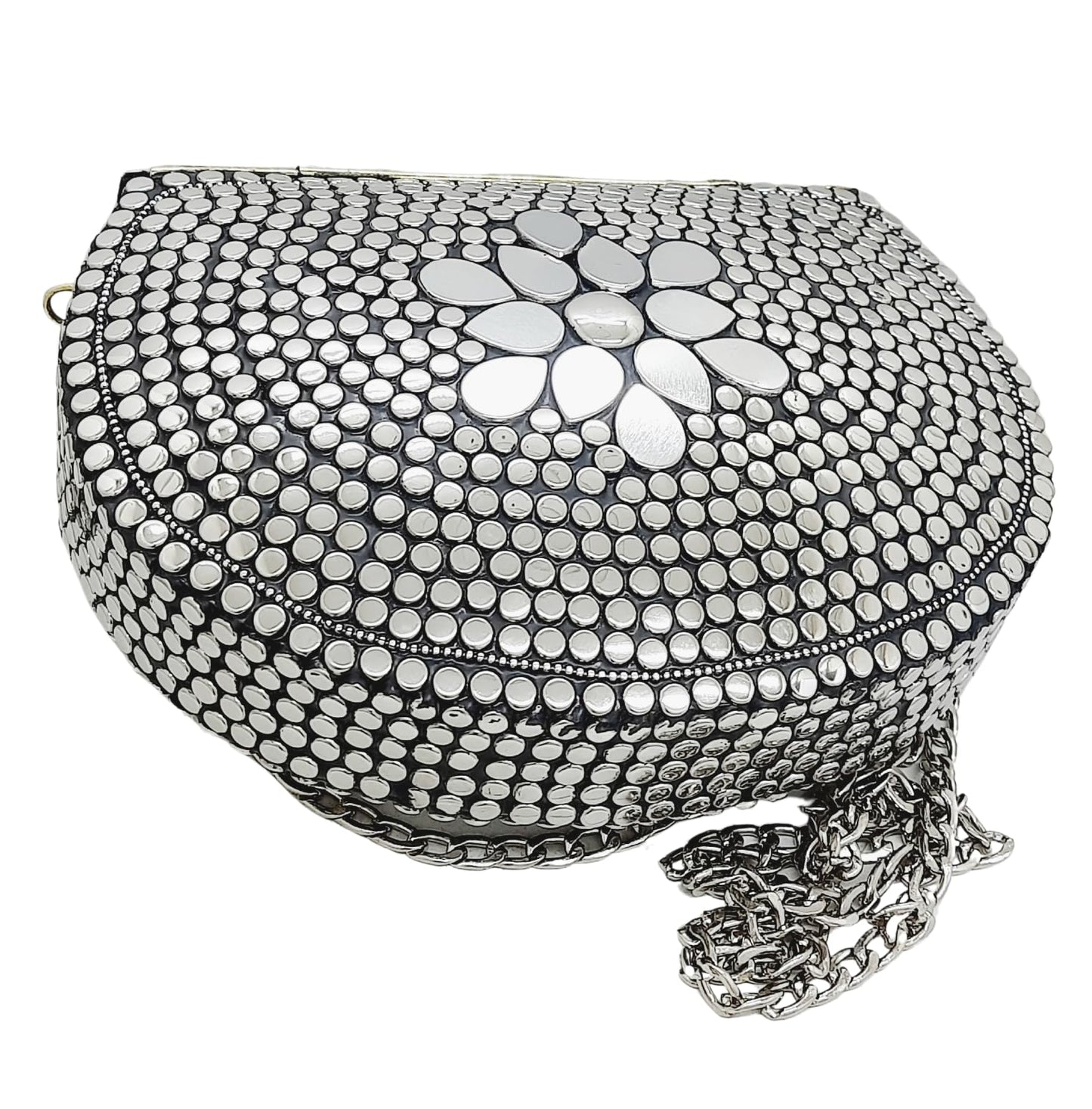 Trend Overseas Silver Metal Beads Ethnic purse Bridal Bag party clutch Metal clutches Sling Bag