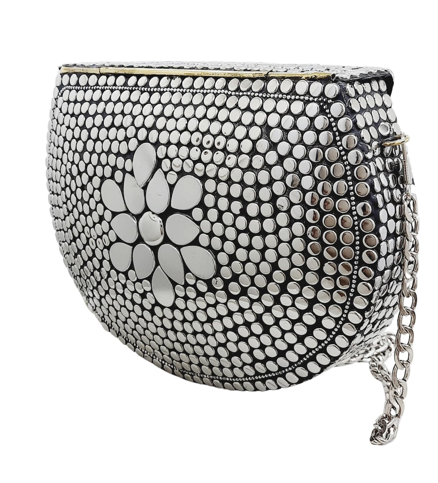 Trend Overseas Silver Metal Beads Ethnic purse Bridal Bag party clutch Metal clutches Sling Bag