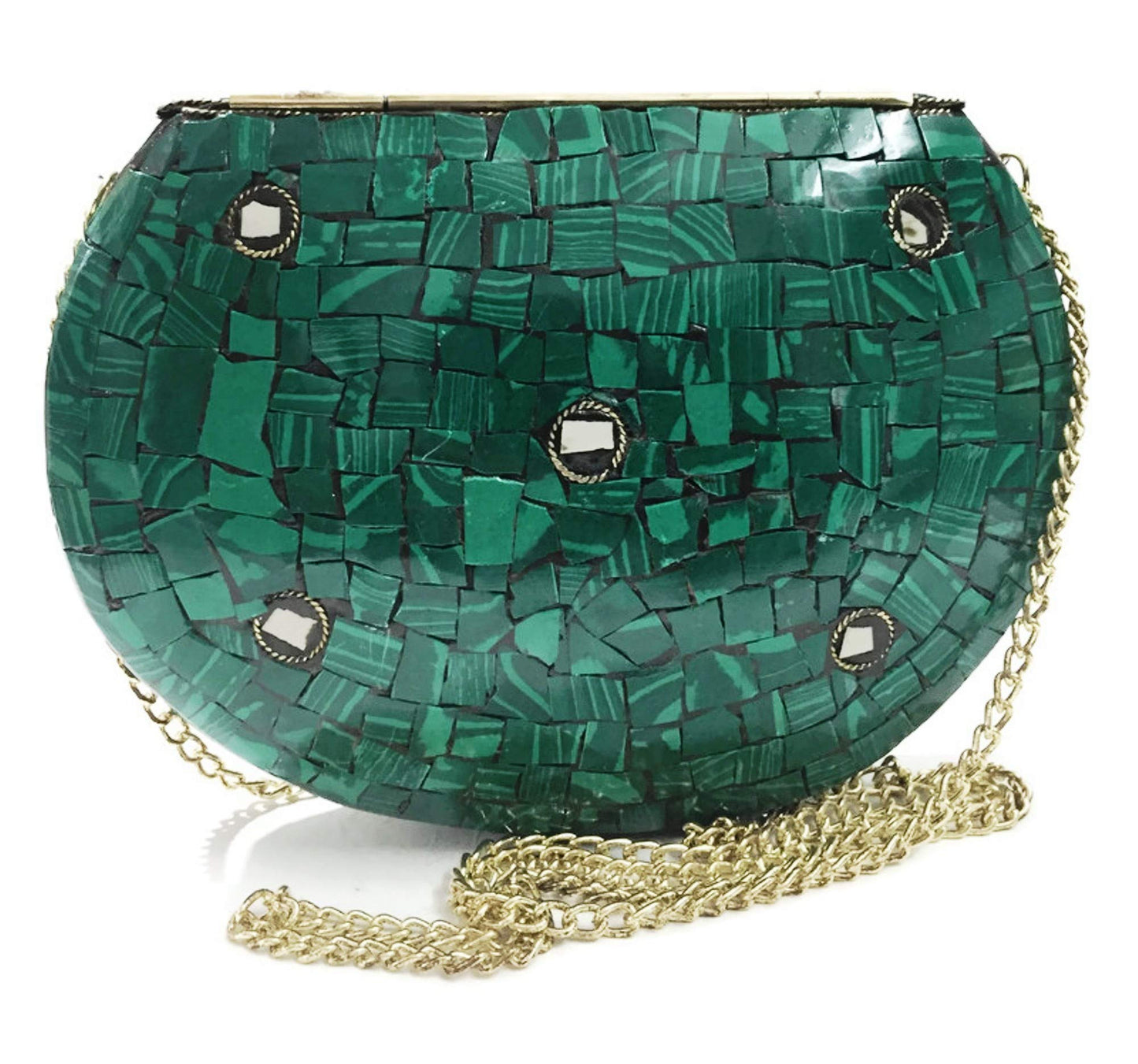 Trend Overseas Turquoise stone mosaic metal bag antique ethnic bridal clutch Indian purse party clutch women bag