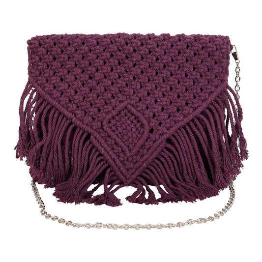 Trend Overseas Women Handwoven Crochet Macrame Cotton Rope Handbag - Lightweight, Adjustable and Detachable Strap, Perfect for Teenagers and Kids