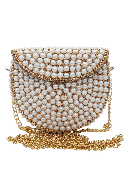 Trend Overseas Pearl beaded bag ethnic Small Size Metal Bag Coin Purse kids Bag party clutch