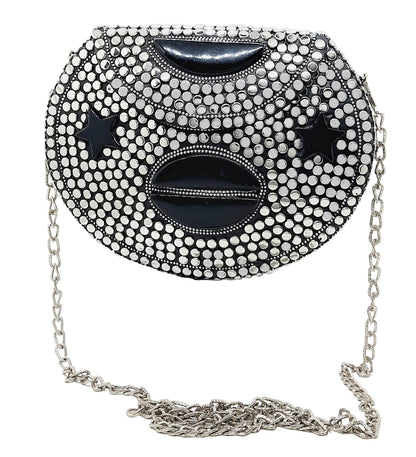 Trend Overseas Silver metal Beaded Ethnic purse Girls Bridal Bag cross body bag for women/Girl party clutch Metal clutches Vintage Brass